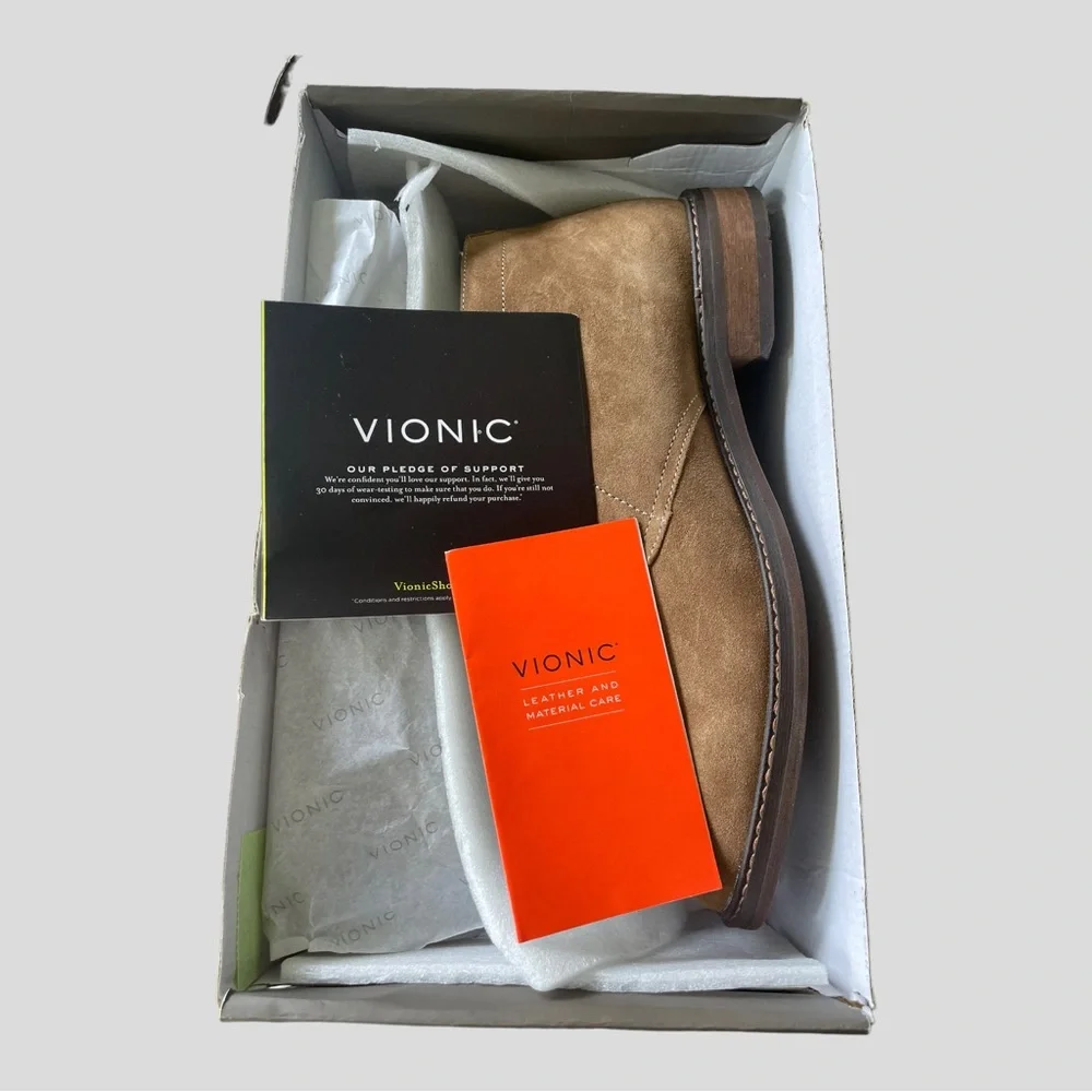 New! VIONIC BOWERY CHASE TAN BOOTS SIZE 11.5